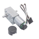 Compact size DC worm gear motor with dual shaft and encoder 12V - 6RPM