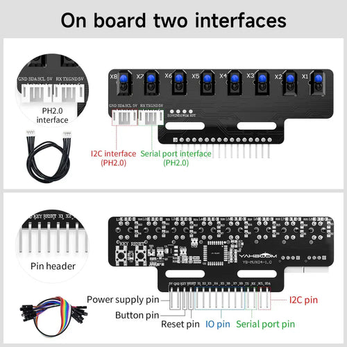 Yahboom 8 channel infrared tracking sensor module--Module+Flat cable+DuPont line