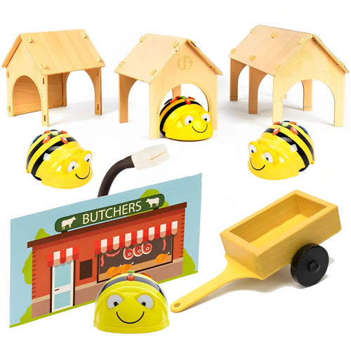 TTS Fun Kit 4 Bee-Bot with Wooden Tunnels, Trailer and Robot Sensor Fronts Bundle Pack