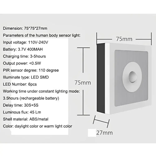 Emergency Night Light Motion Sensor USB Rechargeable JB1002 (Color May Vary)