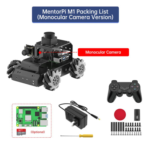 Hiwonder MentorPi M1 Raspberry Pi Robot Car – Mecanum wheel ROS2 Robot, with Large AI Model ChatGPT, SLAM and AI Vision and Voice Interaction (Starter Kit with Raspberry Pi 5 4GB)
