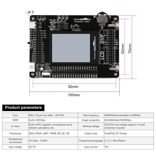Yahboom AI-Motion K210 Development Board Kit, RISC-V Face Recognition Camera