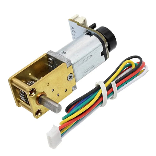 Micro DC Worm Gear Motor w/ Encoder, 12V, 100RPM