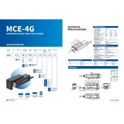 MINIATURE ELECTRIC TABLE TYPE CYLINDER MCE-4G-05-075-E-O Precision servo electric cylinder actuators