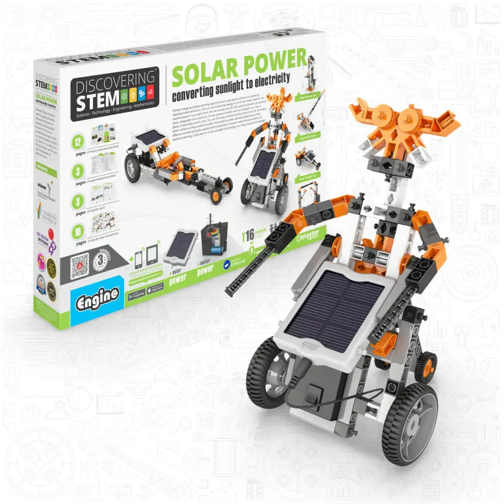 Engino Discovering STEM Solar Power Kit – Hands-On Renewable Energy Learning Set for Kids, 16 Solar-Powered Models, STEM Education Toy for Kids 9+
