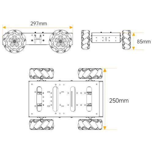 Hiwonder Large Metal 4WD Vehicle Chassis w/ 8V Encoder Geared Motor for Arduino/Raspberry Pi/Ros Robot