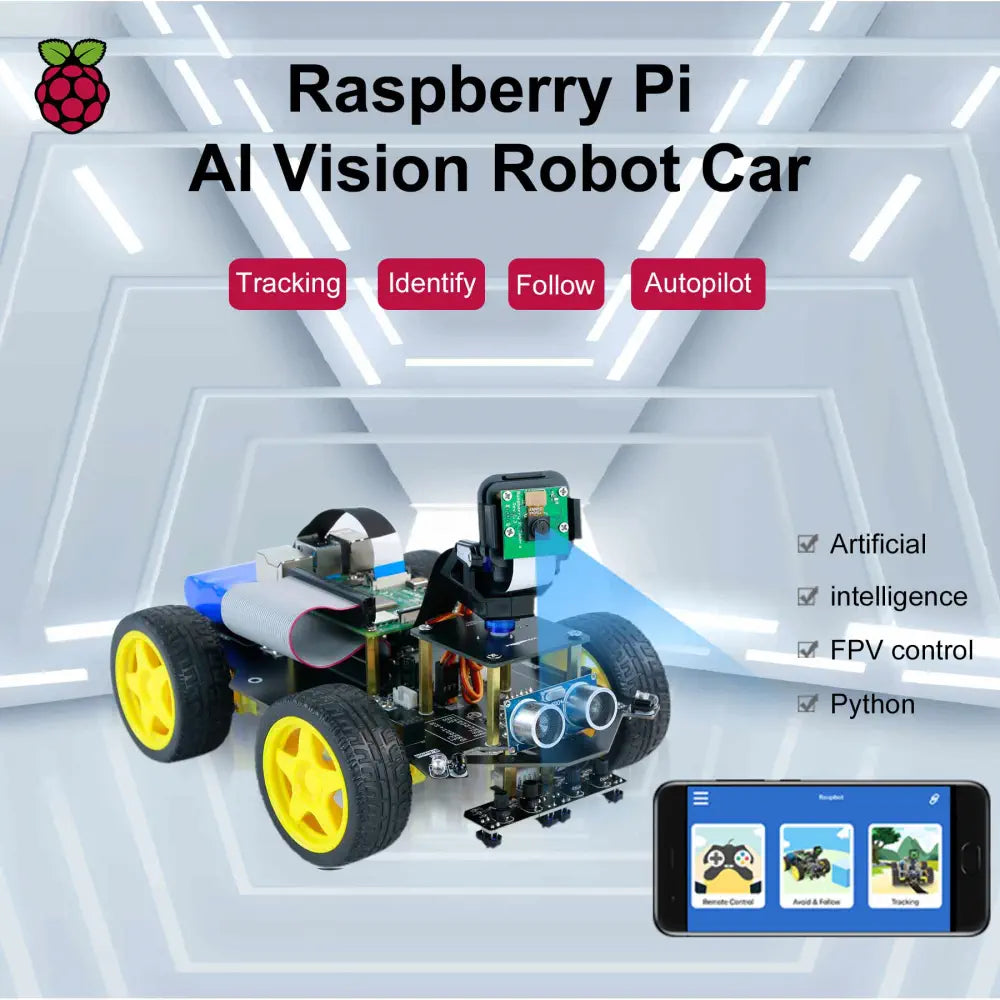 Yahboom Raspbot AI Vision Robot Car w/ FPV Camera for Raspberry Pi 5 (Only English Manual)