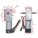Compact size DC worm gear motor with dual shaft and encoder 12V - 6RPM