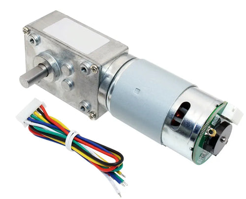 High Torque Gearmotor Self-Locking Worm Gear Motor w/ Encoder - 12V, 28RPM