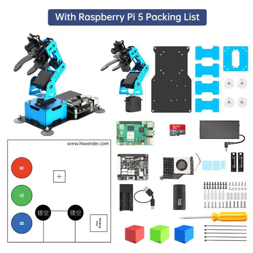 Hiwonder ArmPi mini 5DOF Vision Robotic Arm Powered by Raspberry Pi 5 Support Python OpenCV for Beginners (Raspberry Pi 5 4GB Included)