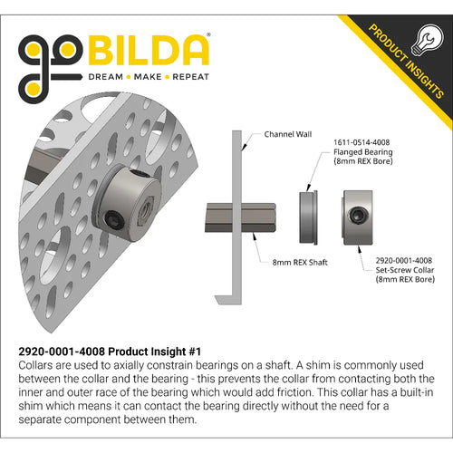 2920 Series Steel Set-Screw Collar (8mm REX™ Bore) - 2 Pack