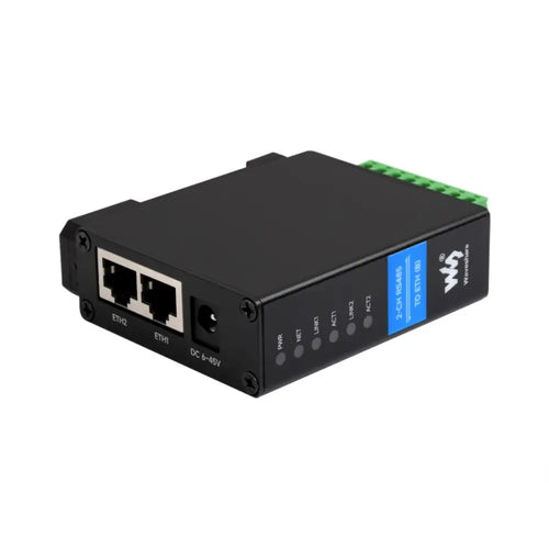 2-Ch RS485 to RJ45 Ethernet Serial Server, Dual Channels RS485 Independent Operation, Dual Ethernet Ports