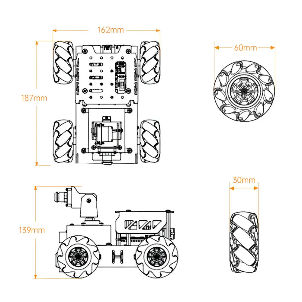 Hiwonder TurboPi Raspberry Pi Omnidirectional Mecanum Wheels Robot Car Kit with Camera Open Source Python for Beginners (Standard Kit without Raspberry Pi 4B)