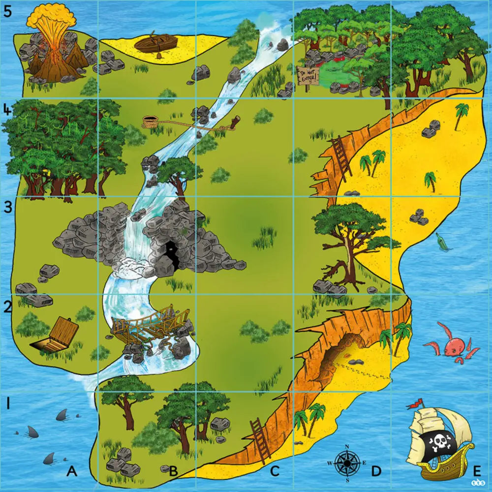 TTS Bee-Bot &amp; Blue-Bot Treasure Island Coding Mat - STEM Robot Floor Play mat for Kids Classroom &amp; Home Learning, Durable Vinyl Educational Programming Toy | 75 x 75 cm