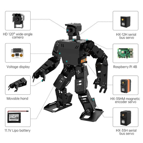 AiNex ROS Education AI Vision Humanoid Robot Powered by Raspberry Pi Inverse Kinematics Learning Teaching Kit (Standard Kit/ WIth Raspberry Pi 4B 4GB)