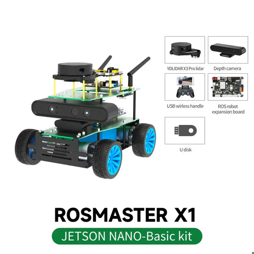 Yahboom Rosmaster X1 4WD Smart DIY ROS Car Kit for Jetson NANO 4GB version(Basic Version without  Jetson NANO board)