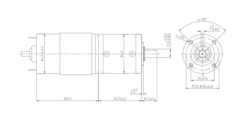 12V Planetary Gearmotor w/ Diameter 42mm, Ratio 49:1, 126RPM &amp; 2.3nm Torque Output At Rear Shaft