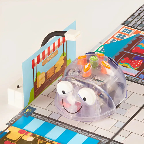 TTS Fun Kit Blue Bot Coding Robot with Wooden Tunnels, Trailer, and Robot Sensor Fronts Bundle Pack