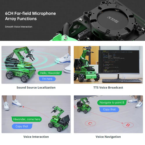 JetRover ROS Robot Car with Vision Robotic Arm Support SLAM Mapping/ Navigation (Developer Kit with Jetson Nano 4GB, Ackerman Chassis, LiDAR A1)