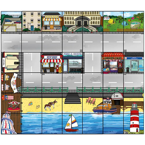 TTS 3 Blue Bot Classroom Bundle with Mats Including 1x Country Side, 1x Transparent Pocket Mat 4x6, 1x Seaside Mat, 1x Busy Street Mats