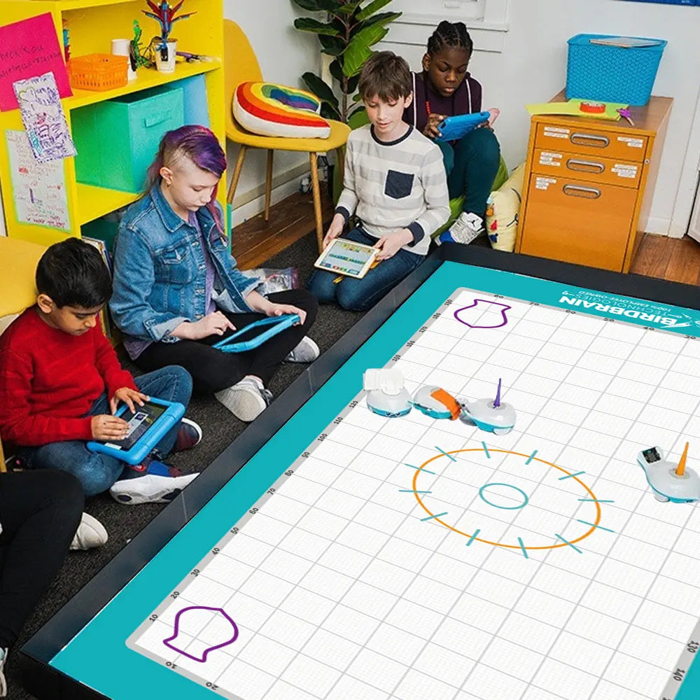 BirdBrain Finch Starter Flock w/micro:bit + Drawing &amp; Math Mat Bundle - STEM Coding Robot Toy for Kids, Children, Young Learners, Pupils Age 5+