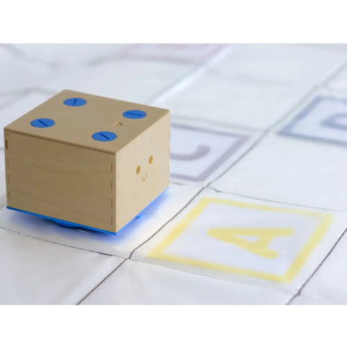 Primo Cubetto Coding Robot with Transparent Mat 6x6, Thematic Number Cards, and Thematic Alphabet Cards Basic Bundle Pack - STEM Programming Educational Robots and Playmats