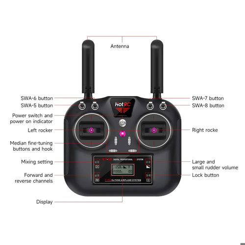 RC Hotrc HT-8A 2.4G 8CH Transmitter HT8A Remote Control with SBUS Receiver For RC Drone and Smart Car