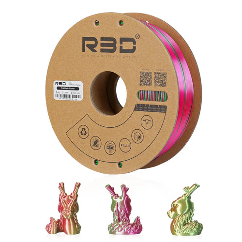R3D Tri-Colour Magic Silk PLA Filament 1.75mm 1kg - Gold, Green, Fuchsia