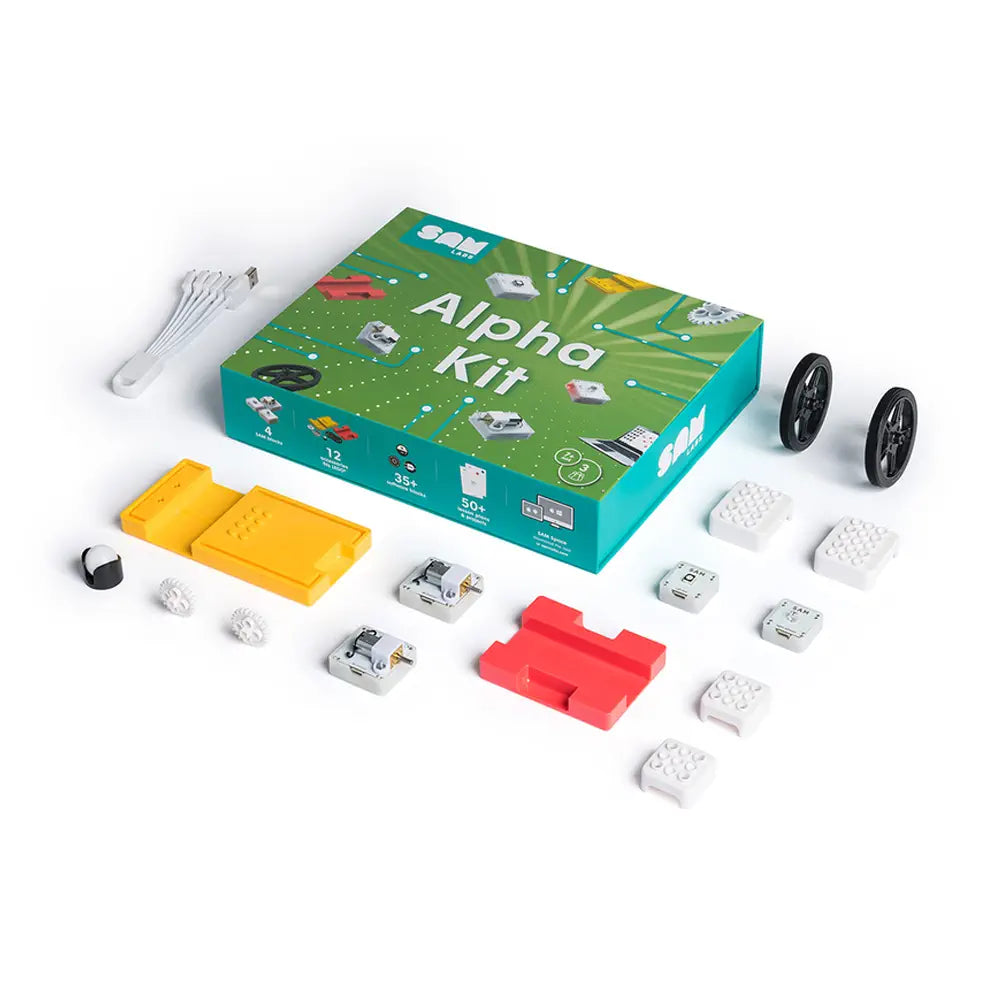 SAM Labs Alpha Kit Coding STEAM Robotics Kit - Bluetooth Sensor Motor Blocks Learning Set - Interactive STEM Coding Kit for Classroom &amp; Home Education | Ages 8+