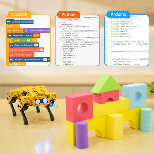 Hiwonder MechDog Pro Open-Source AI Robot Dog with Robot Arm, IoT, AI Voice &amp; Vision Interaction, Python, Arduino &amp; Scratch Programmable