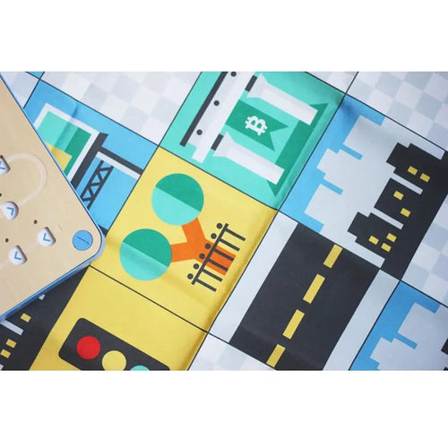 Primo Cubetto Big City Adventure Map Educational Fabric Play Mat, Kids Learning Coding Programming Robot Toy Playmat, Educational Fun Toy for 3+ Years Children