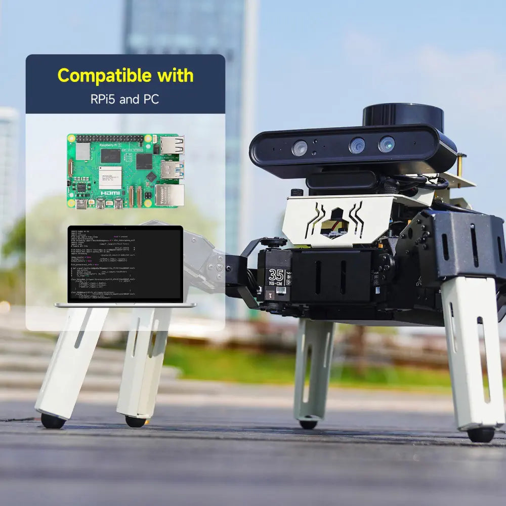 18DOF Muto RS AI Large Model Hexapod Robot ROS2 for Raspberry Pi 5--4ROS Lidar Kit without Raspberry Pi board