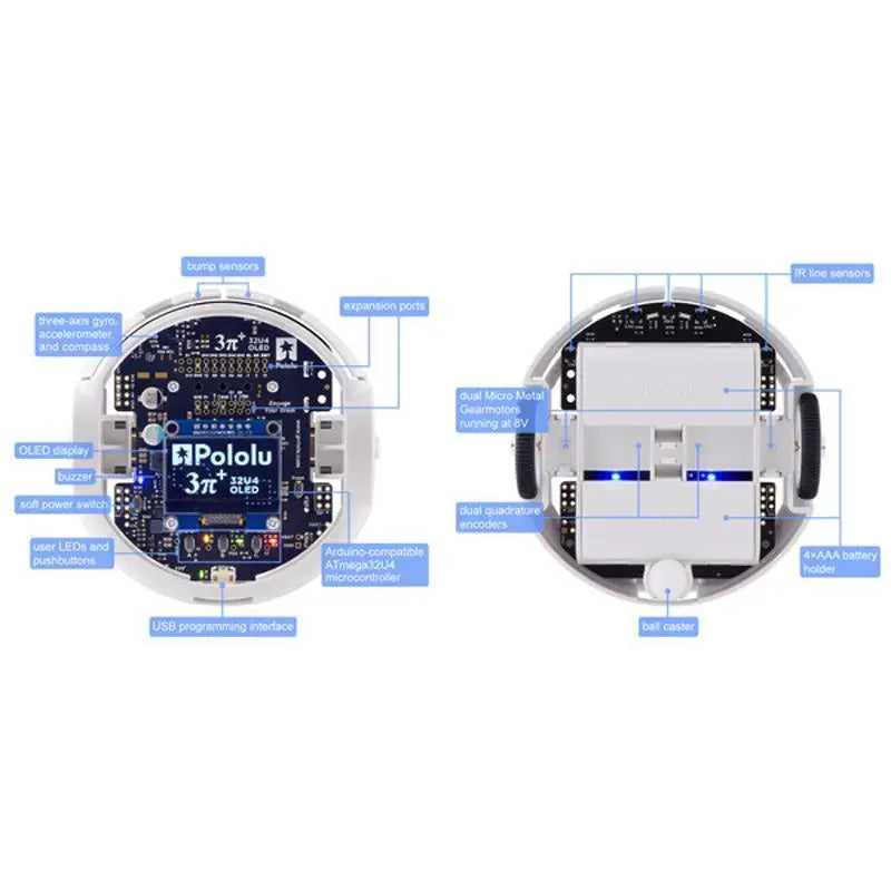 Pololu 3pi+ 32U4 OLED Robot - Turtle Edition Assembled (75:1 LP Motors)