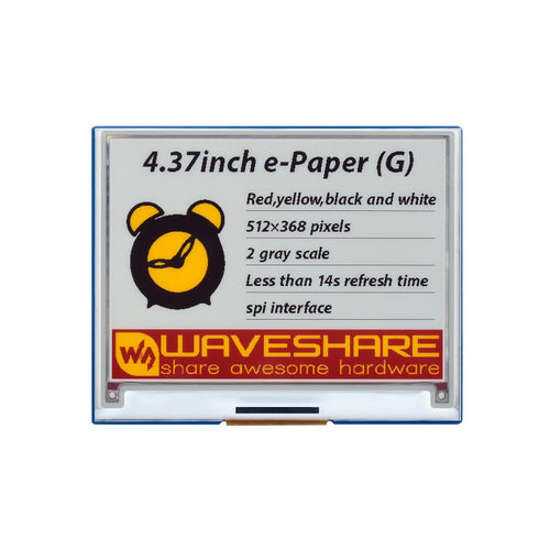Waveshare 4.37inch E-Paper Module (G), 512x368, Red/Yellow/Black/White