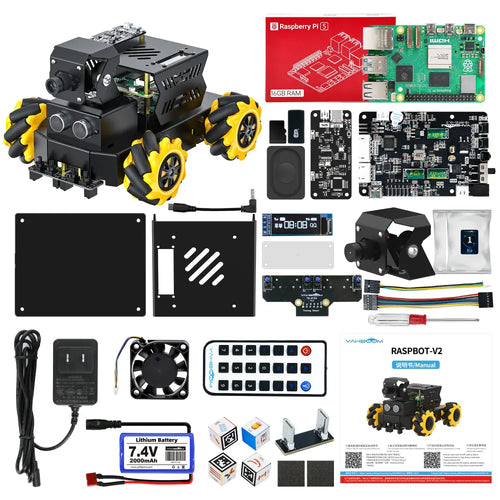 Yahboom AI Vision Robot Raspberry Pi 5 Car Support Python Progamming Open Source-Superior Version((RPi5 16GB Board))