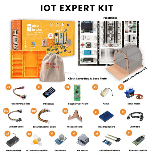 PicoBricks - Raspberry Pi Pico Starter Kit with 12 Sensors and Extensive Learning Guide, Raspberry Pi IoT To Expert