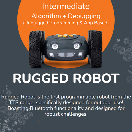 TTS Programming Journey Coding Toy Robots Bundle - Glow &amp; Go Bot, Bee-Bot, Blue-Bot, Tuff-Bot the Rugged Robot, Loti-Bot, Oti-Bot Programmable Robots
