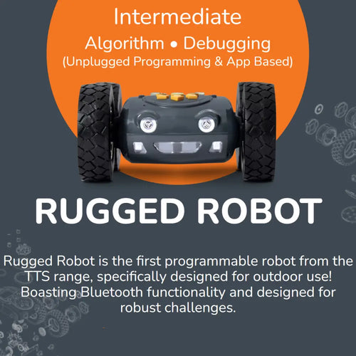 TTS Programming Journey Coding Toy Robots Bundle - Glow &amp; Go Bot, Bee-Bot, Blue-Bot, Tuff-Bot the Rugged Robot, Loti-Bot, Oti-Bot Programmable Robots