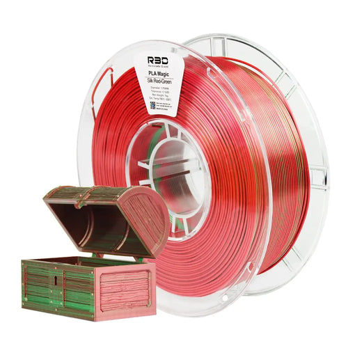 R3D Dual Colour Silk PLA Magic Filament 1.75mm 1kg - Red/Green