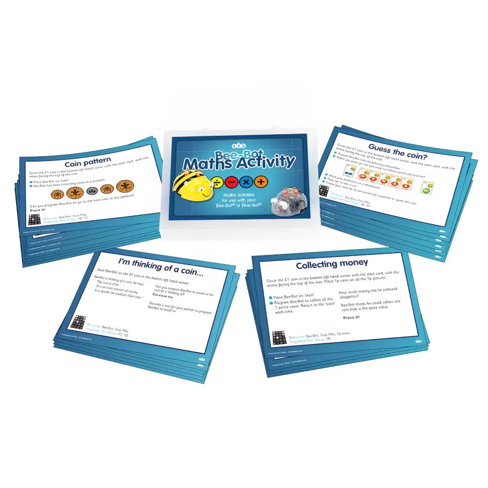 TTS Math Activity Cards Set of 30 - 60 Maths Based Activities for Bee-Bot &amp; Blue-Bot Floor Robot Coding Toy, STEM Educational Programming - Classroom Learning Tool