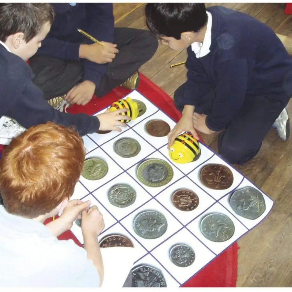 TTS Bee-Bot &amp; Blue-Bot Coin Mat - Coding Robots Play mat for England Math, Money, STEM Learning, Problem Solving, Sequencing &amp; Classroom Educational Activity | 60 x 75 cm