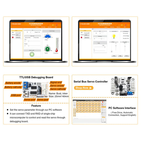 Hiwonder HX 35H Serial Bus High Voltage Servo w/ Double Shaft, 35KG Torque &amp; Data Feedback