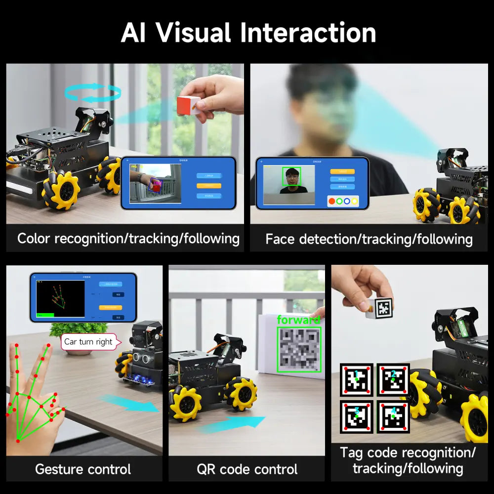 Yahboom AI Vision Robot Raspberry Pi 5 Car Support Python Progamming Open Source-Standard Version(RPi 4GB Board)