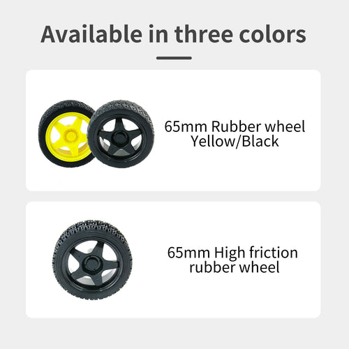 Yahboom 65mm Rubber Wheel Tire Compatible with TT Motor for Smart Car--Black