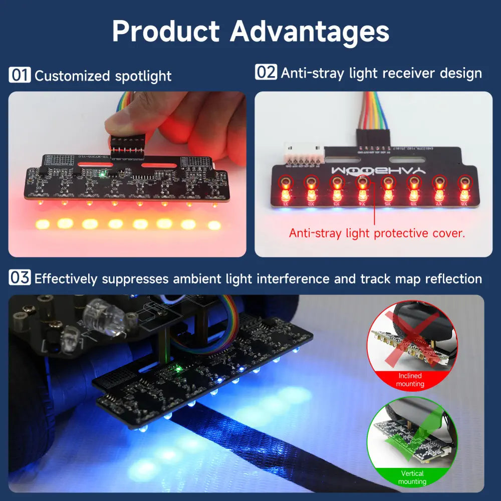 Yahboom 8-channel grayscale line tracking sensor module-Red light