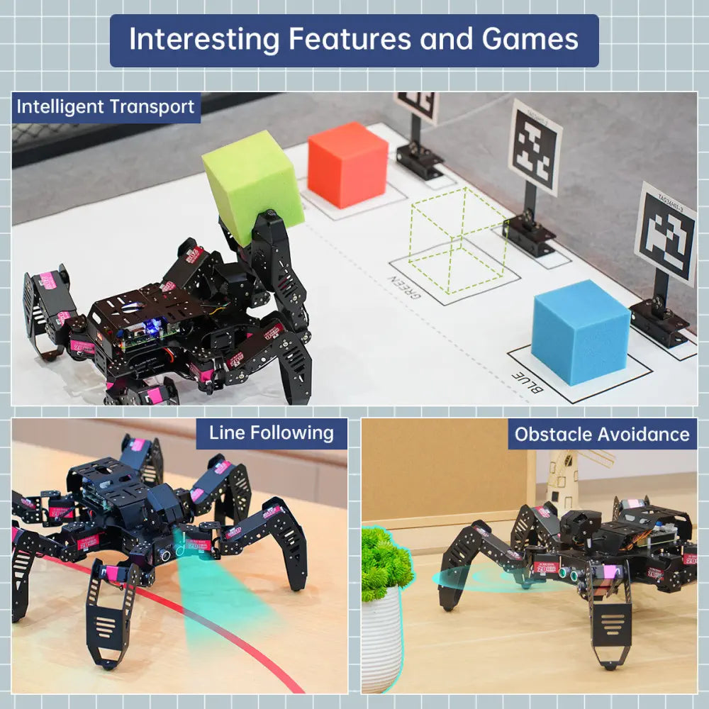 Hiwonder SpiderPi AI Intelligent Visual Hexapod Robot Powered by Raspberry Pi 5 (Advanced Kit with Raspberry Pi 5 4GB)