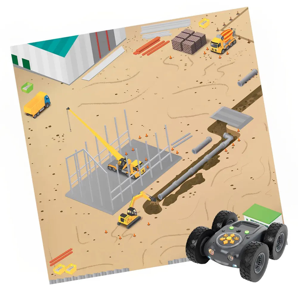 TTS Construction Site Mat - Curriculum Aligned STEM Play - Interactive Coding Challenge for Rugged Robot, Bee-Bot, Blue-Bot, Loti-Bot, Oti-Bot &amp; Glow &amp; Go Bot - Educational Mats | 120×120 cm