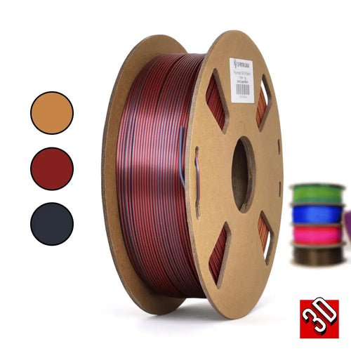 Polychromatic Tri-Colour Silk PLA Filament - Gold/Copper/Black - 1.75mm, 1kg