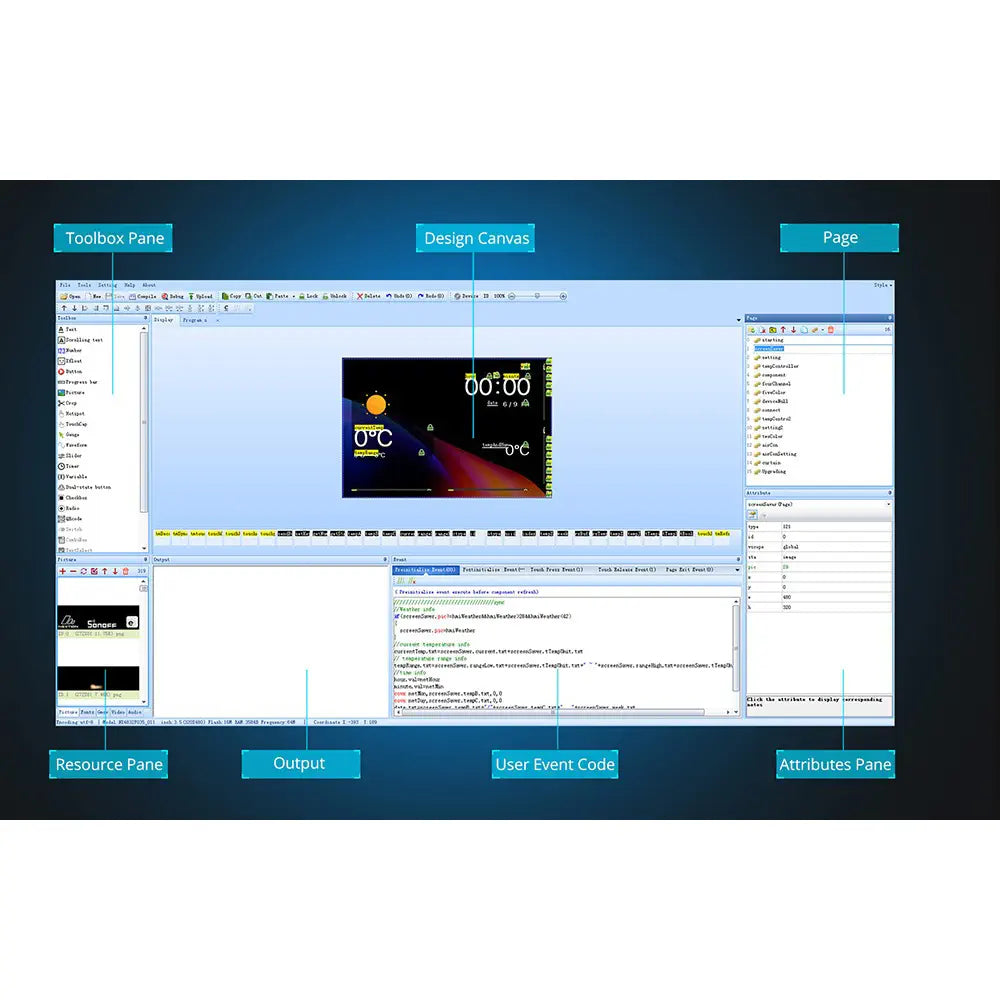 Nextion NX8048P050 5-Inch Intelligent Series Resistive HMI Touch Display w/ Enclosure