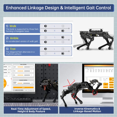 Hiwonder PuppyPi Pro ROS Quadruped Robot, Integrated with AI Large Model (ChatGPT), Supports AI Vision, Voice Interaction, LiDAR, and Robotic Arm Attachment (Pro Kit/ Raspberry Pi 5 8GB)